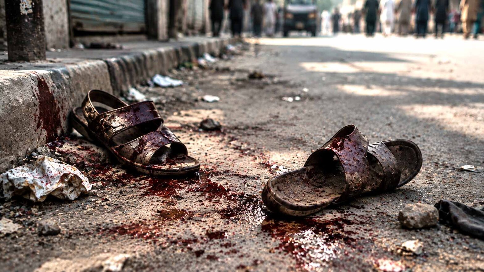 Politie tegenover een menigte tijdens een godslasteringsincident in Pakistan – illustratieve afbeelding