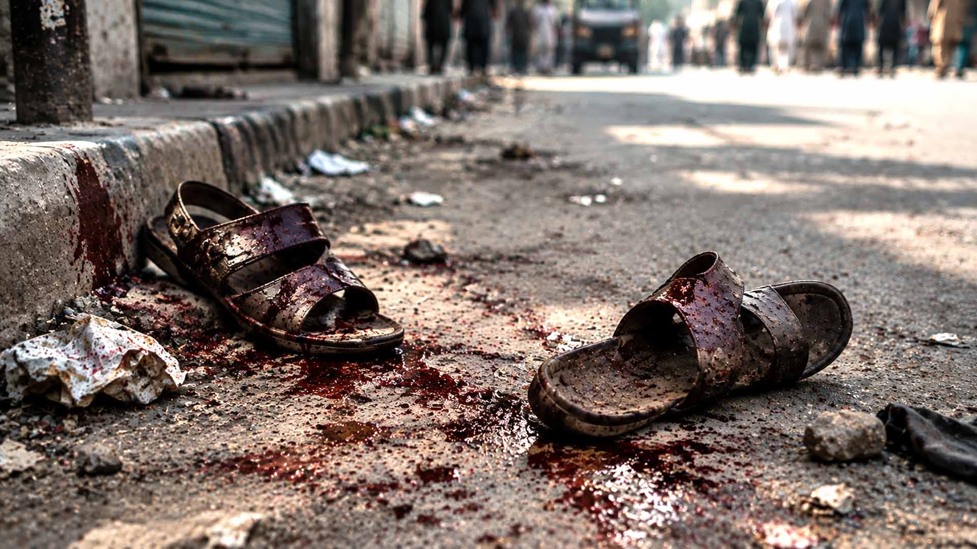Politie tegenover een menigte tijdens een godslasteringsincident in Pakistan – illustratieve afbeelding