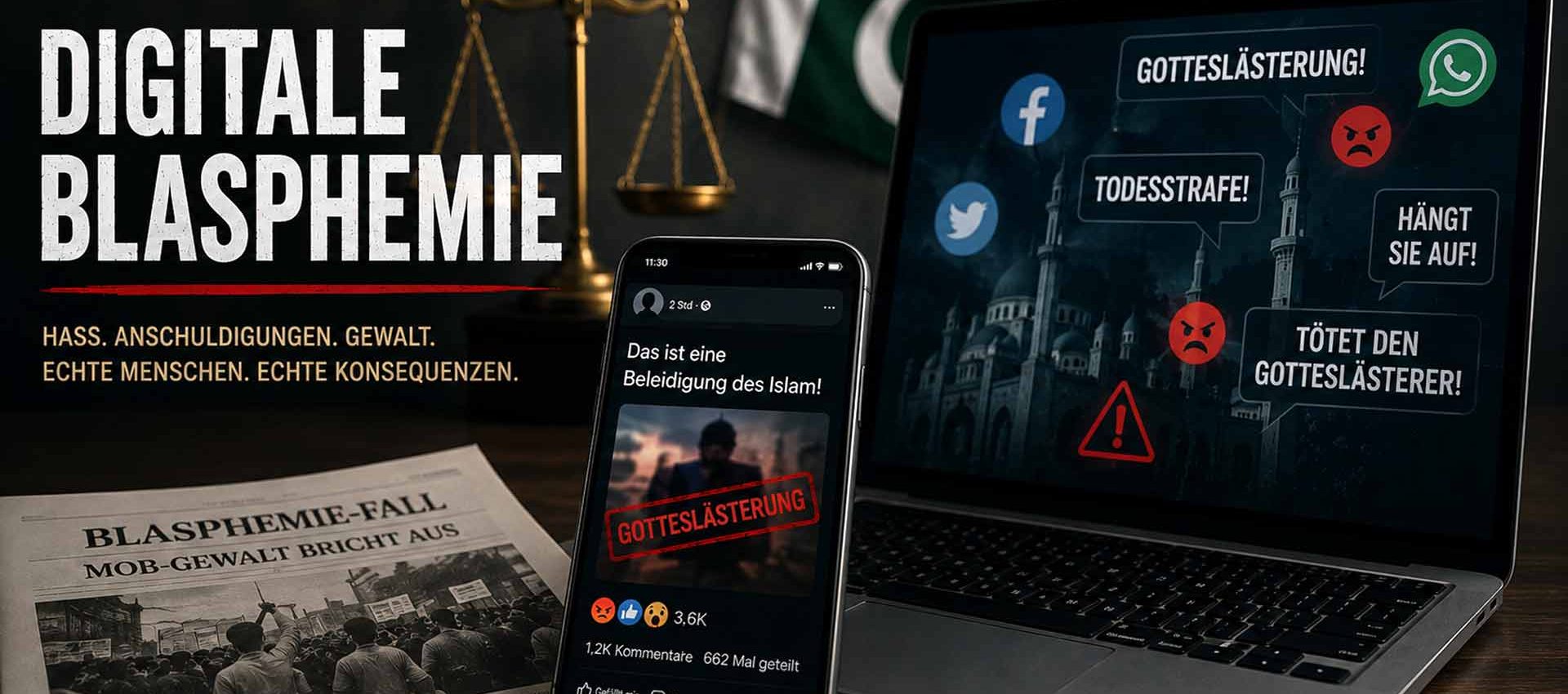Smartphone met digitaal bewijs in een godslasteringszaak in Pakistan – illustratieve afbeelding
